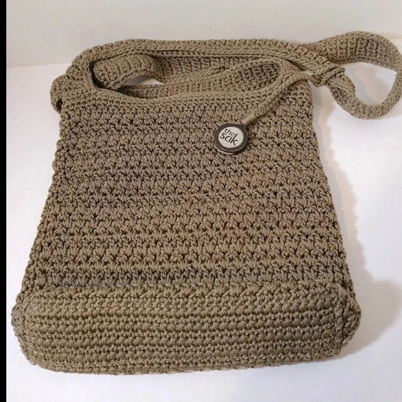 The Sak Handbags - The Sak Women's khaki Crochet Knit Crossbody Shoulder Bag Purse